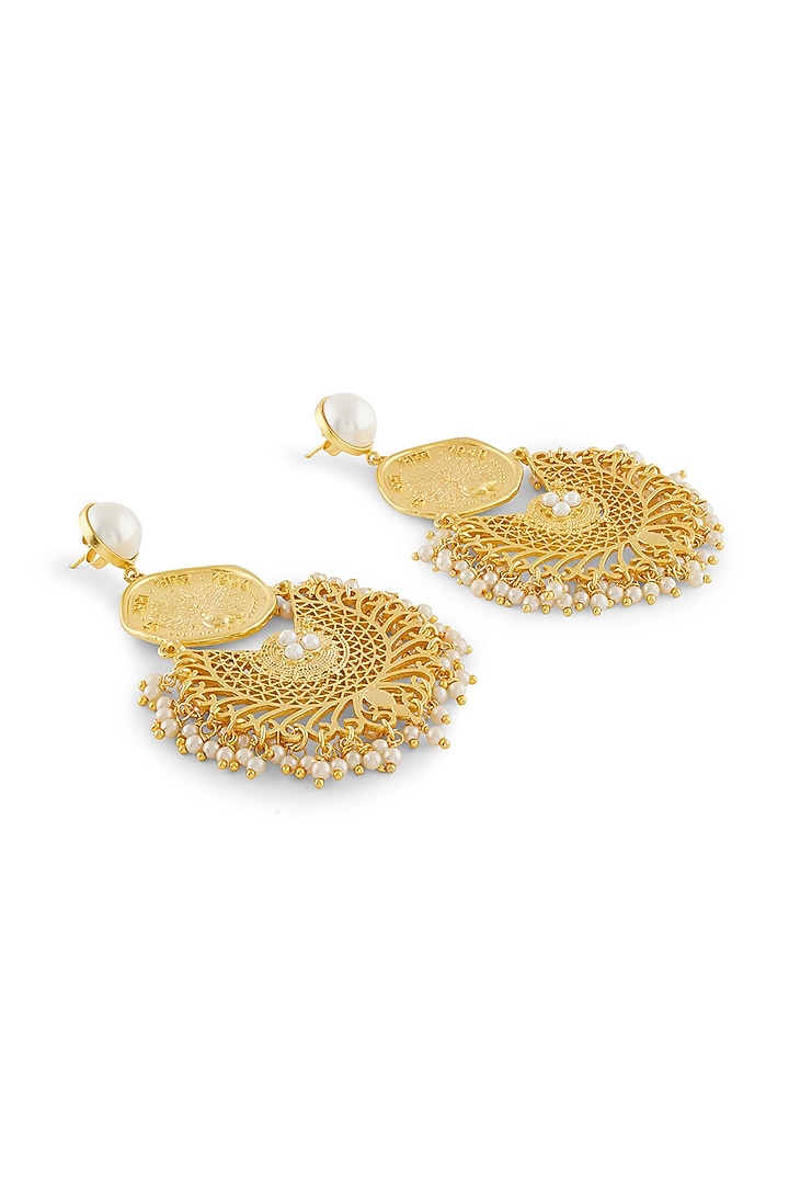 Gold Plated Pearl Jhumka Earrings by MNSH at Pernia's Pop Up Shop