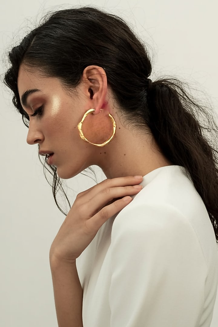 Gold Plated Hoop Earrings by MNSH at Pernia's Pop Up Shop