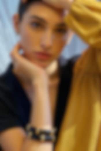 Gold Plated Black Cubic Zirconia Bangles (Set of 2) by MNSH at Pernia's Pop Up Shop