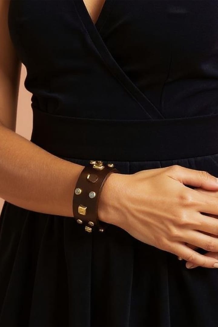 Gold Plated Multi-Colored Stone Bangle by MNSH at Pernia's Pop Up Shop