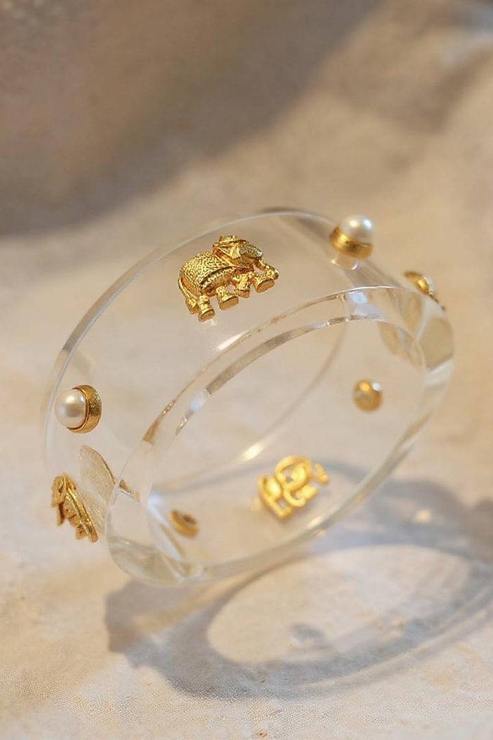 Gold Plated Hathi Resin Bangle by MNSH at Pernia's Pop Up Shop