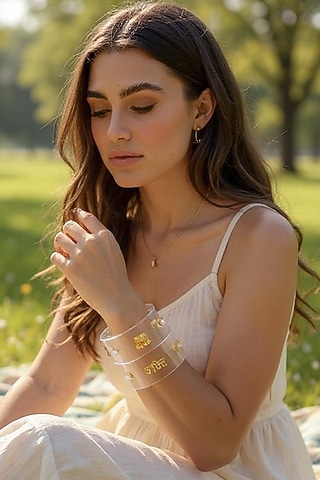 Gold Plated Hathi Resin Bangle by MNSH