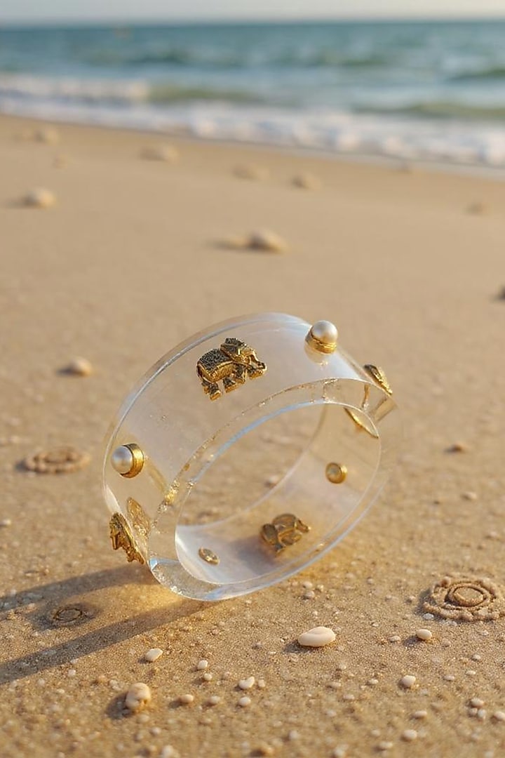 Gold Plated Hathi Resin Bangle by MNSH at Pernia's Pop Up Shop