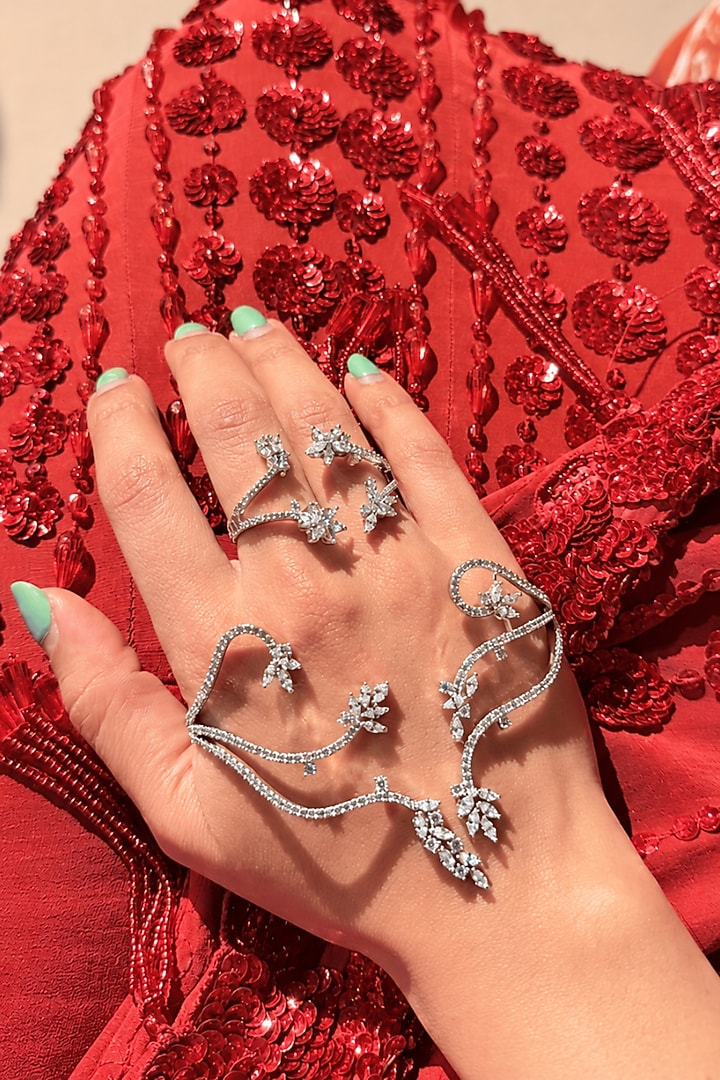 White Rhodium Finish Brilliant-Cut Diamond Handcuff With Ring by MNSH at Pernia's Pop Up Shop