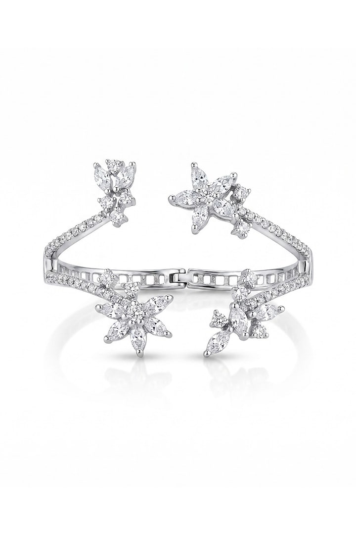 White Rhodium Finish Brilliant-Cut Diamond Handcuff With Ring by MNSH at Pernia's Pop Up Shop