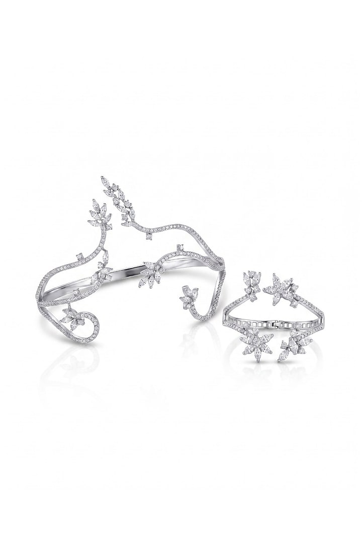 White Rhodium Finish Brilliant-Cut Diamond Handcuff With Ring by MNSH at Pernia's Pop Up Shop