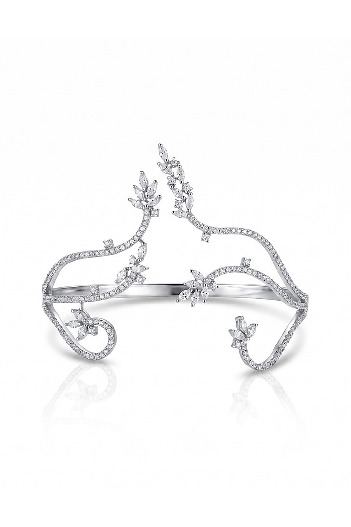 White Rhodium Finish Brilliant-Cut Diamond Handcuff With Ring by MNSH at Pernia's Pop Up Shop