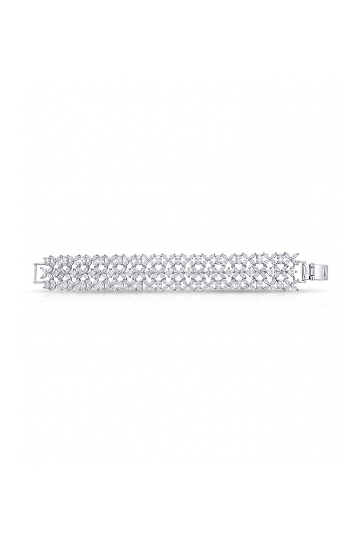 White Rhodium Finish Pear-Shaped Diamond Bracelet by MNSH at Pernia's Pop Up Shop