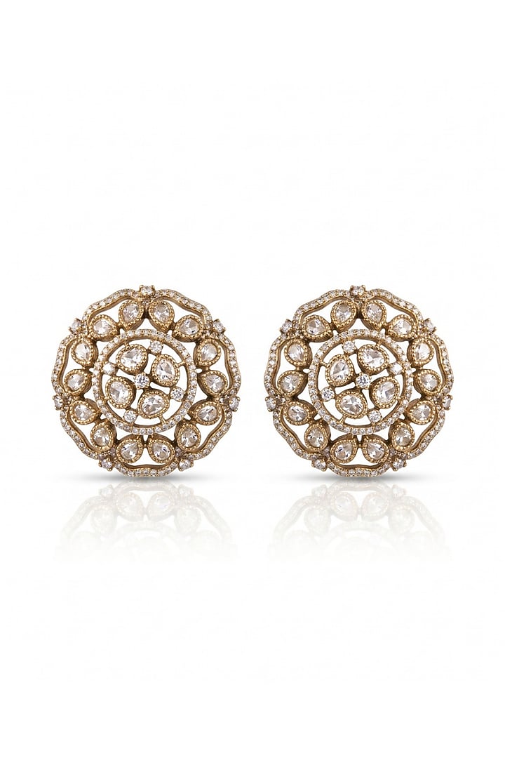 Antique Gold Finish Brass Stud Earrings by MNSH at Pernia's Pop Up Shop