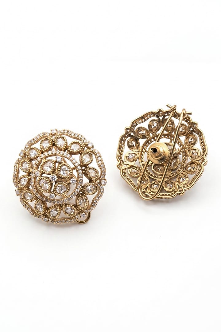 Antique Gold Finish Brass Stud Earrings by MNSH at Pernia's Pop Up Shop
