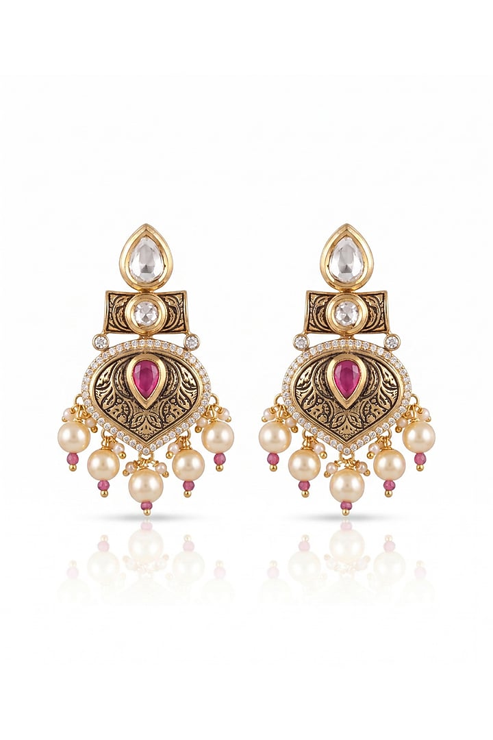 Antique Gold Finish Rani Bagh Necklace Set by MNSH at Pernia's Pop Up Shop
