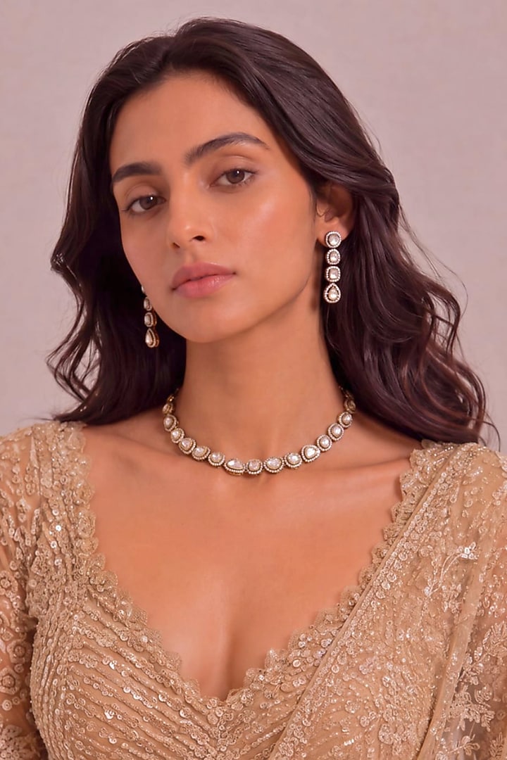 Antique Gold Finish Brass Necklace Set by MNSH at Pernia's Pop Up Shop