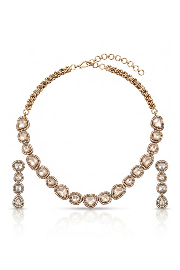 Antique Gold Finish Brass Necklace Set by MNSH at Pernia's Pop Up Shop