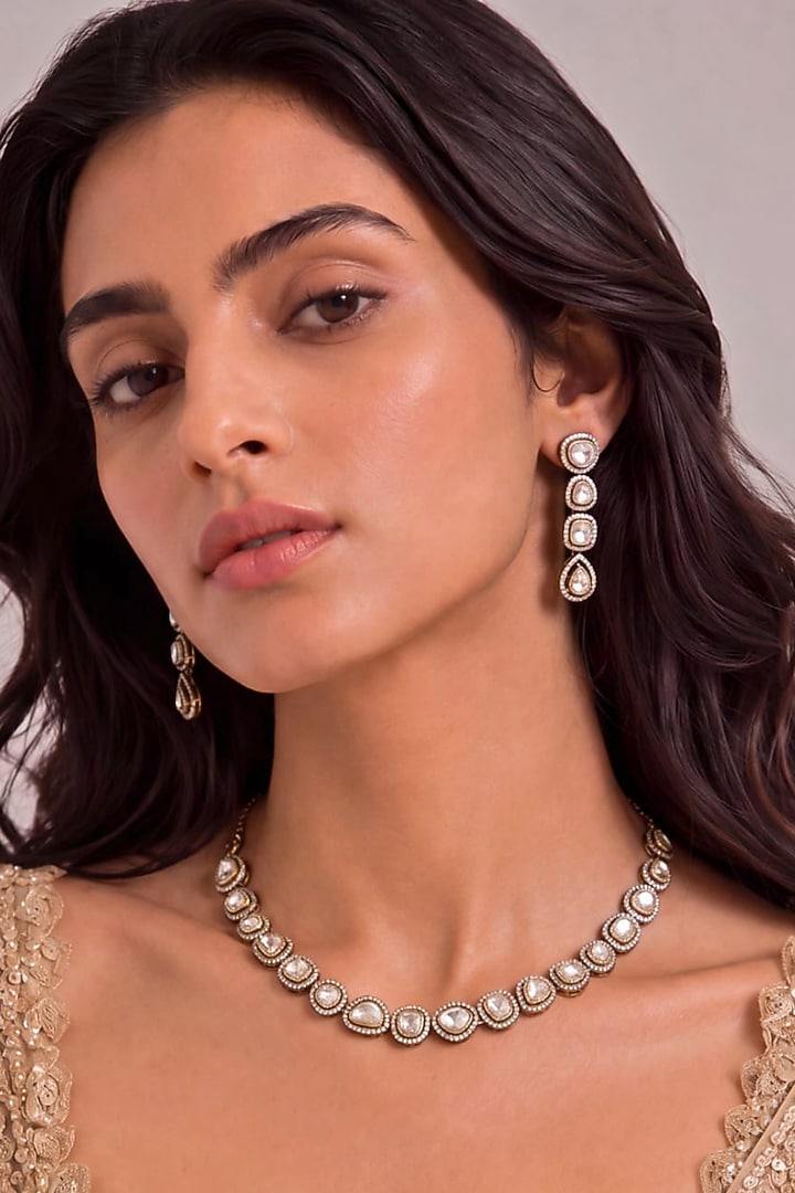 Antique Gold Finish Brass Necklace Set by MNSH at Pernia's Pop Up Shop