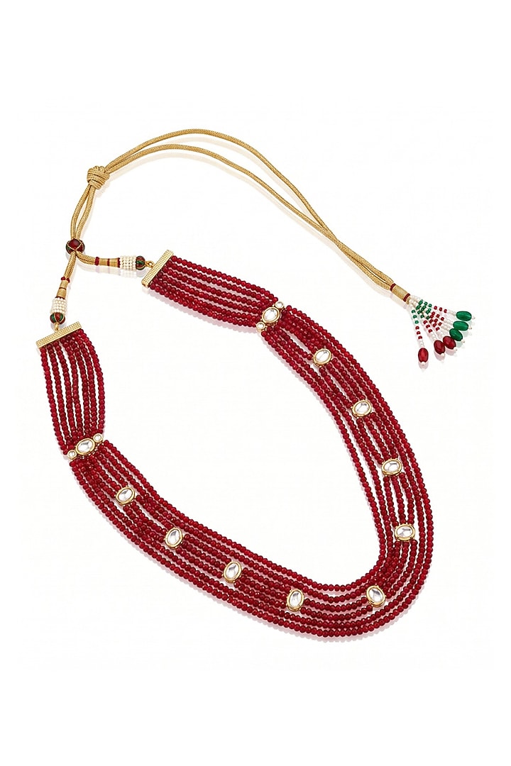 Gold Finish Ruby Polki Stone Mala by MNSH at Pernia's Pop Up Shop