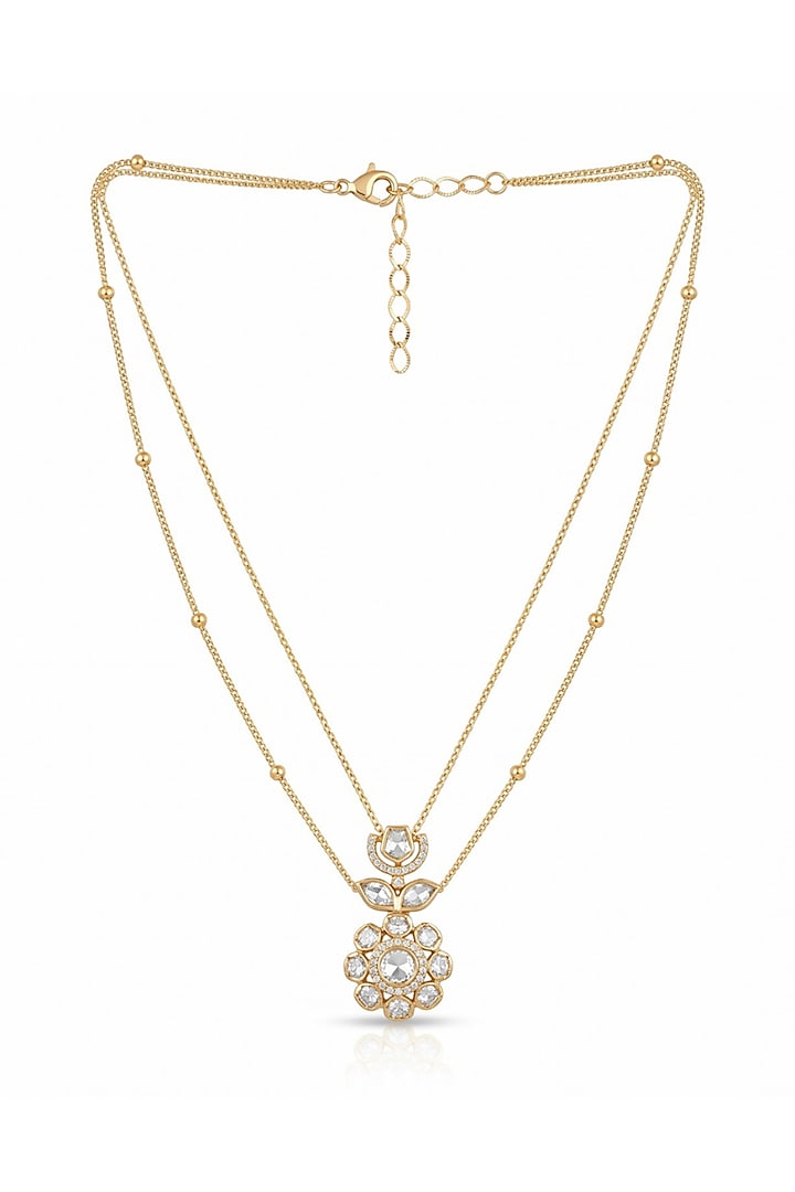 Gold Finish Floral Layered Necklace Set by MNSH at Pernia's Pop Up Shop