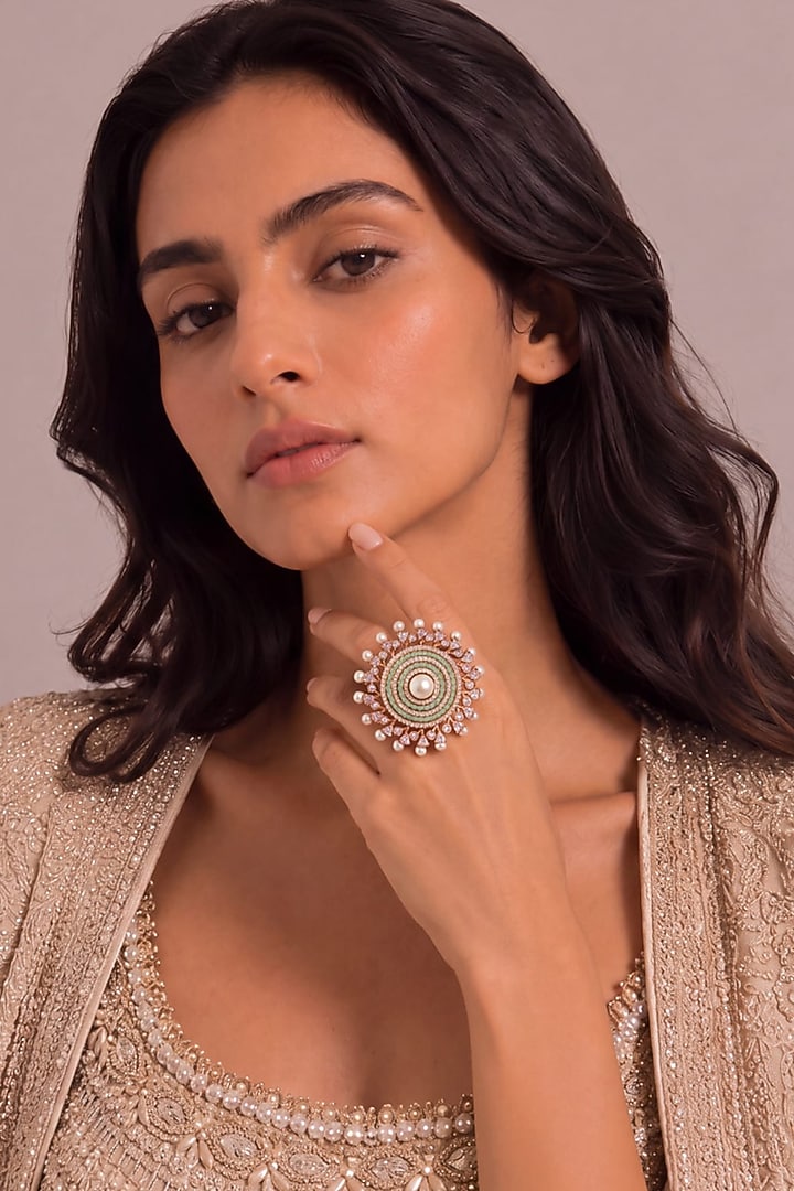 Gold Finish Pearl Ring by MNSH at Pernia's Pop Up Shop