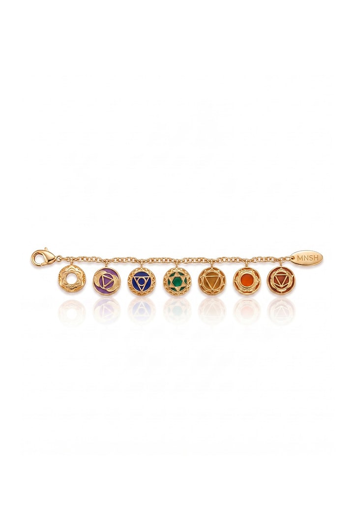 Gold Finish Multi-Colored Stone Chakra Bracelet by MNSH at Pernia's Pop Up Shop