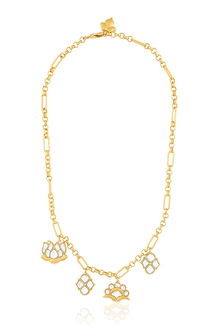 Gold Plated Kundan Polki Charm Necklace by MNSH at Pernia's Pop Up Shop