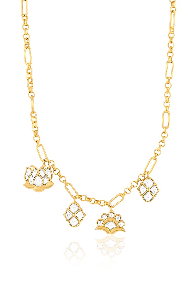 Gold Plated Kundan Polki Charm Necklace by MNSH at Pernia's Pop Up Shop