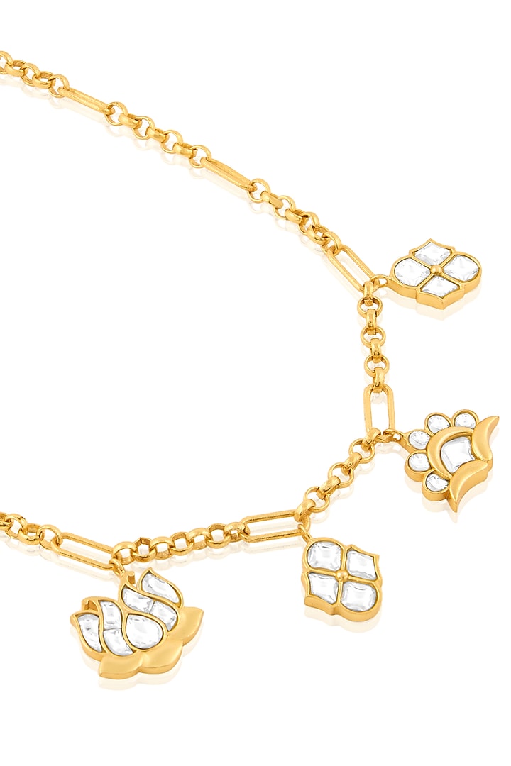 Gold Plated Kundan Polki Charm Necklace by MNSH at Pernia's Pop Up Shop