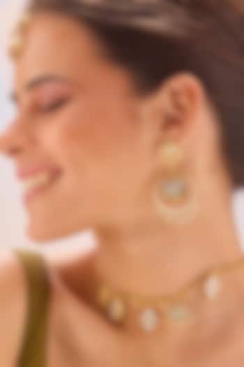 Gold Plated Kundan Polki Jhumka Earrings by MNSH at Pernia's Pop Up Shop