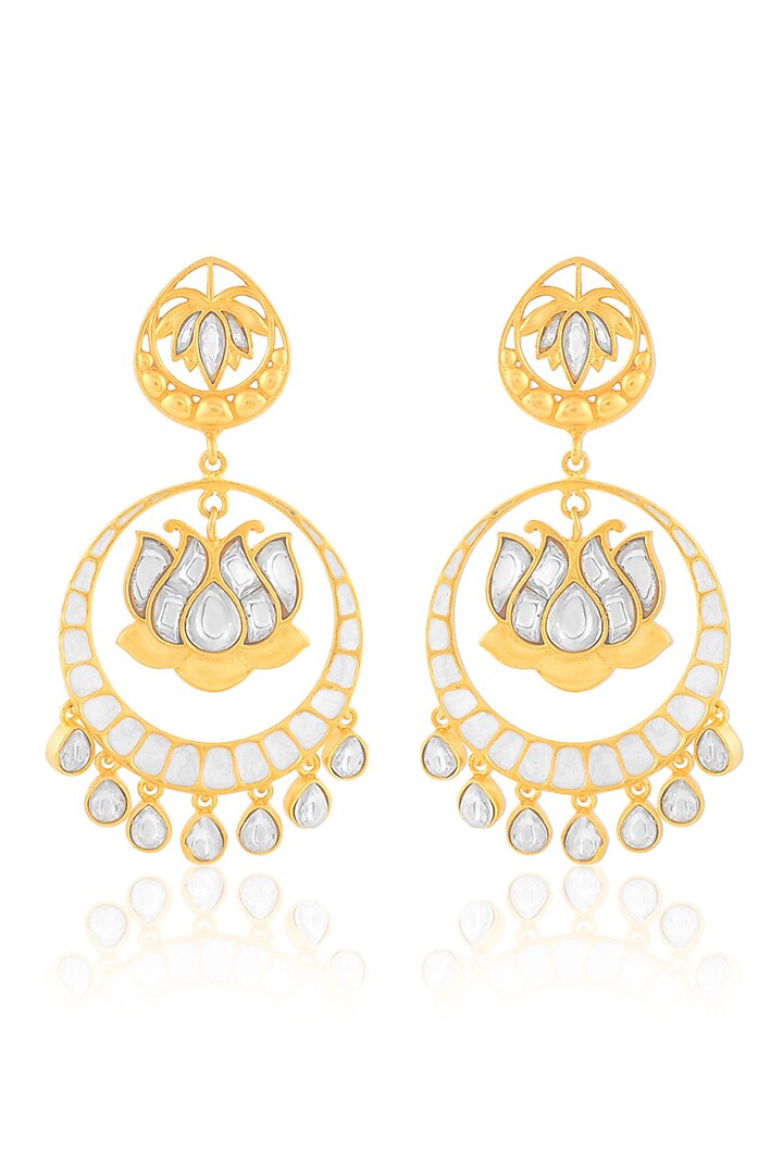 Gold Plated Kundan Polki Jhumka Earrings by MNSH at Pernia's Pop Up Shop