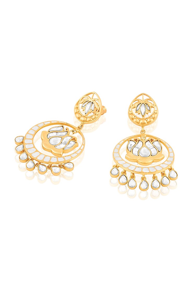 Gold Plated Kundan Polki Jhumka Earrings by MNSH at Pernia's Pop Up Shop