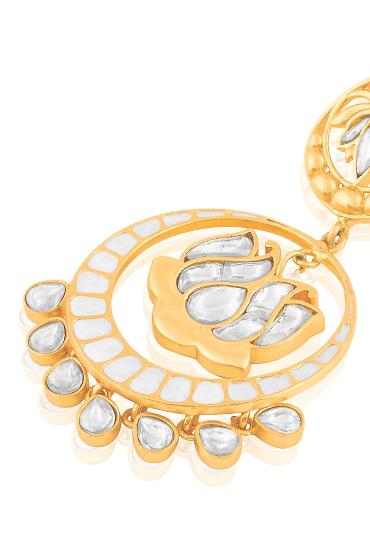 Gold Plated Kundan Polki Jhumka Earrings by MNSH at Pernia's Pop Up Shop