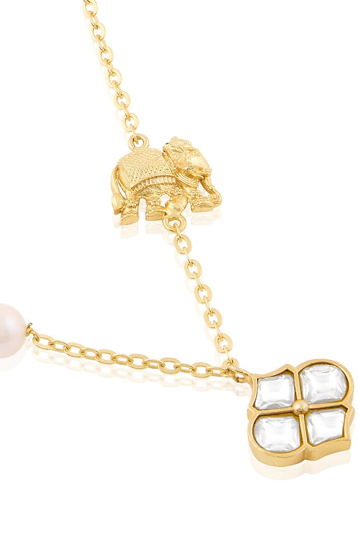 Gold Plated Kundan Polki Haathi Necklace by MNSH at Pernia's Pop Up Shop