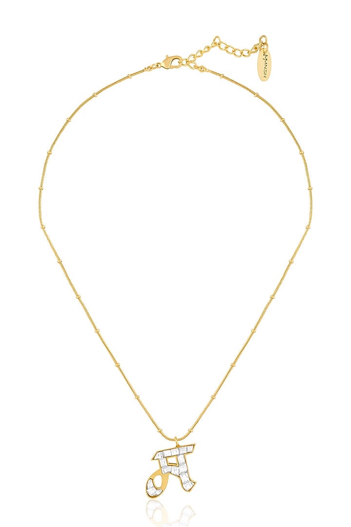 Gold Plated Kundan Polki M Initial Necklace by MNSH at Pernia's Pop Up Shop