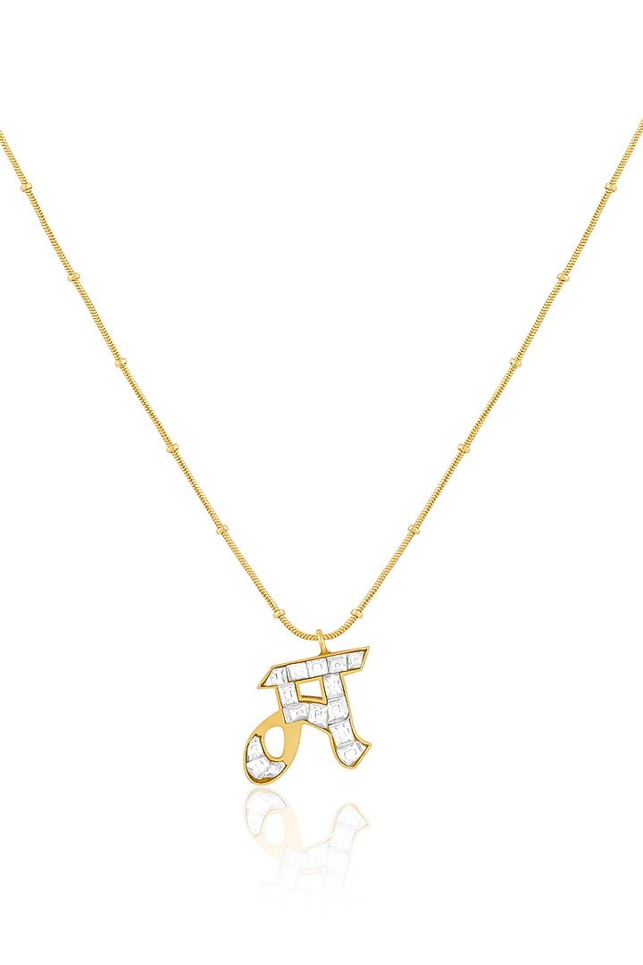 Gold Plated Kundan Polki M Initial Necklace by MNSH at Pernia's Pop Up Shop