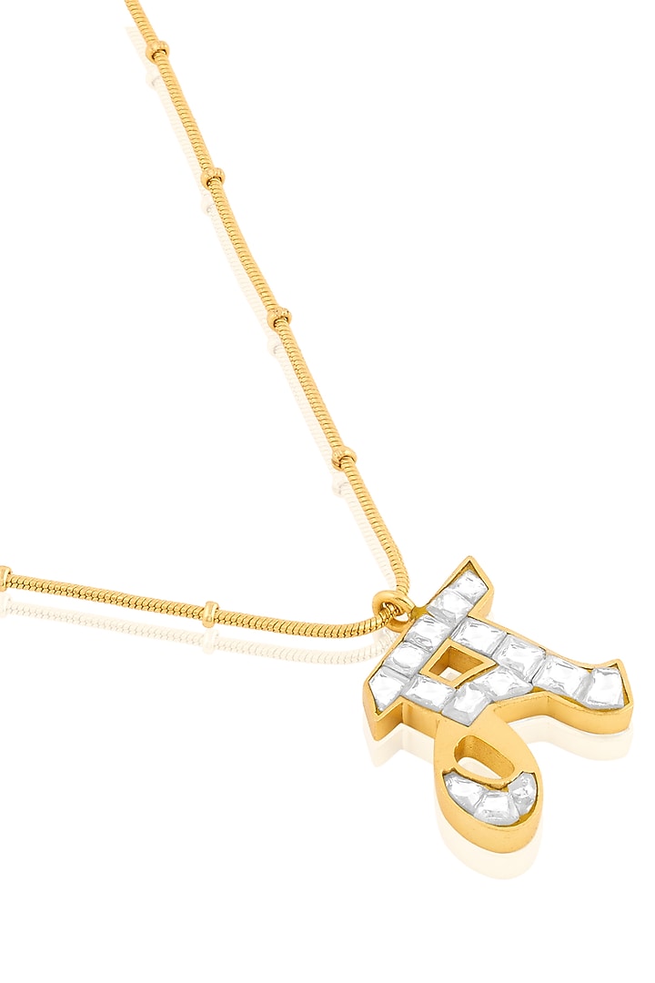 Gold Plated Kundan Polki M Initial Necklace by MNSH at Pernia's Pop Up Shop