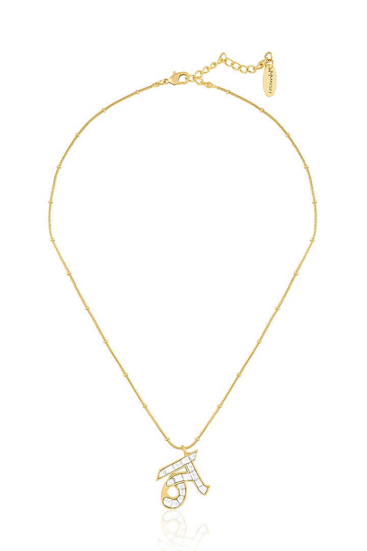 Gold Plated Kundan Polki N Initial Necklace by MNSH at Pernia's Pop Up Shop