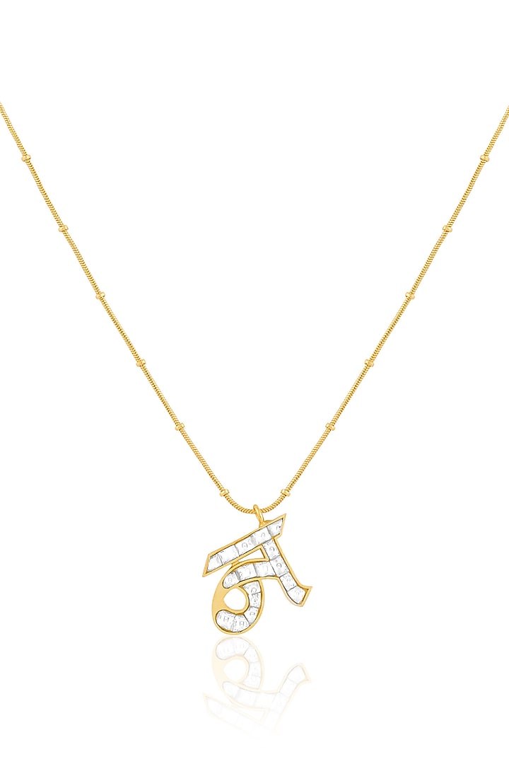 Gold Plated Kundan Polki N Initial Necklace by MNSH at Pernia's Pop Up Shop