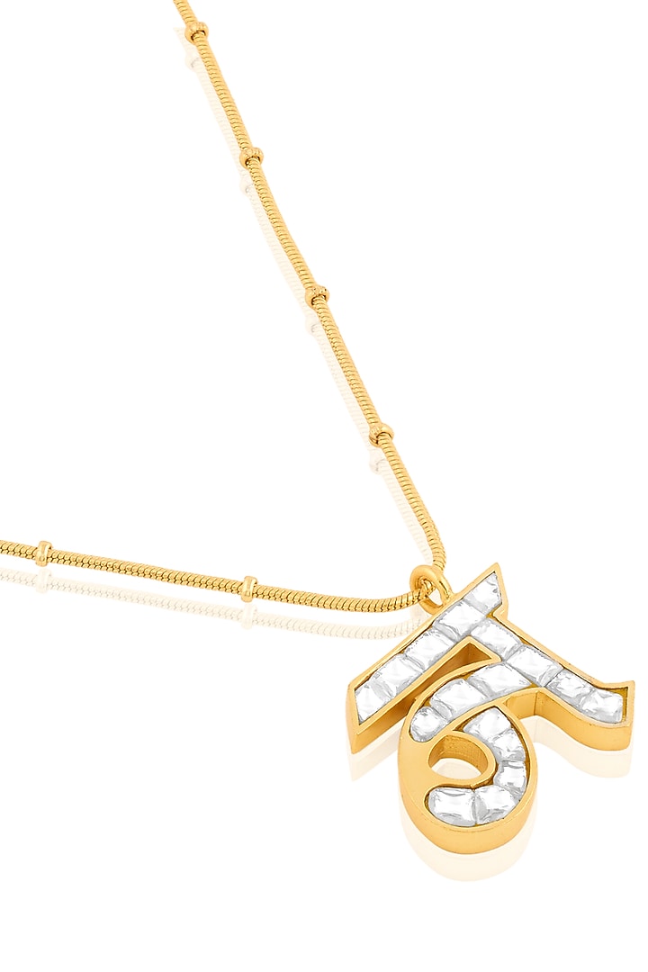 Gold Plated Kundan Polki N Initial Necklace by MNSH at Pernia's Pop Up Shop