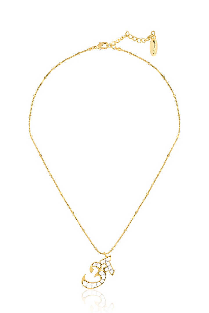 Gold Plated Kundan Polki A Initial Necklace by MNSH at Pernia's Pop Up Shop
