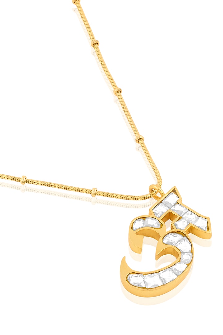 Gold Plated Kundan Polki A Initial Necklace by MNSH at Pernia's Pop Up Shop