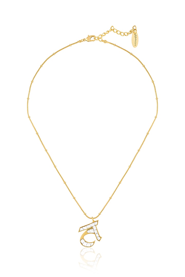 Gold Plated Kundan Polki T Initial Necklace by MNSH at Pernia's Pop Up Shop
