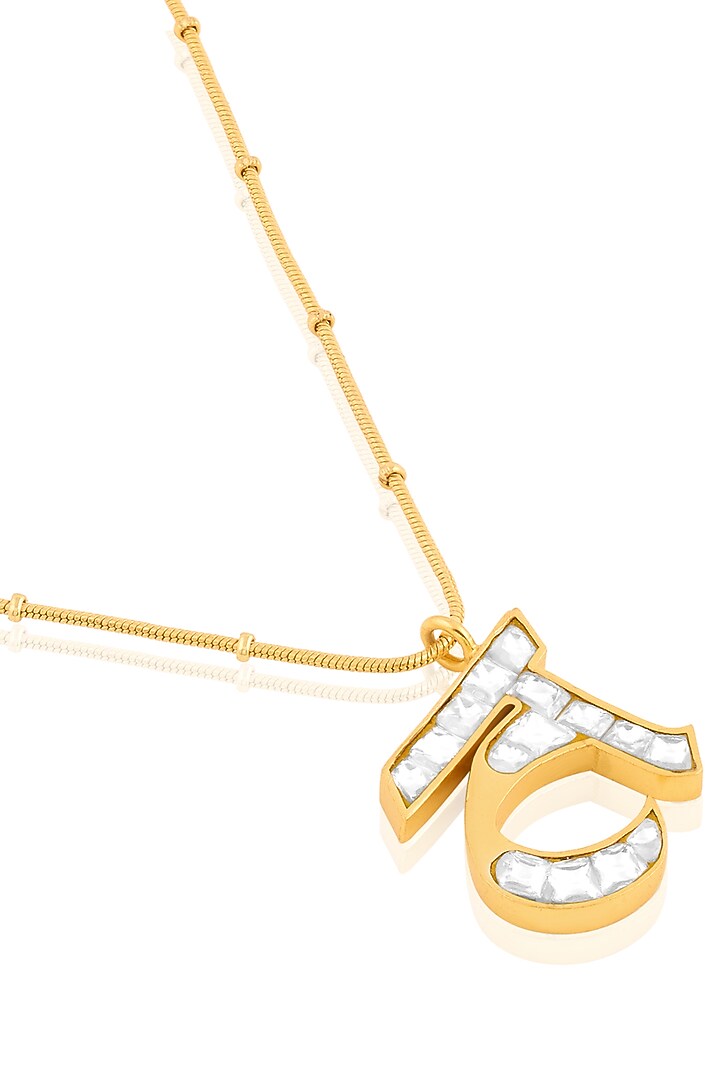 Gold Plated Kundan Polki T Initial Necklace by MNSH at Pernia's Pop Up Shop