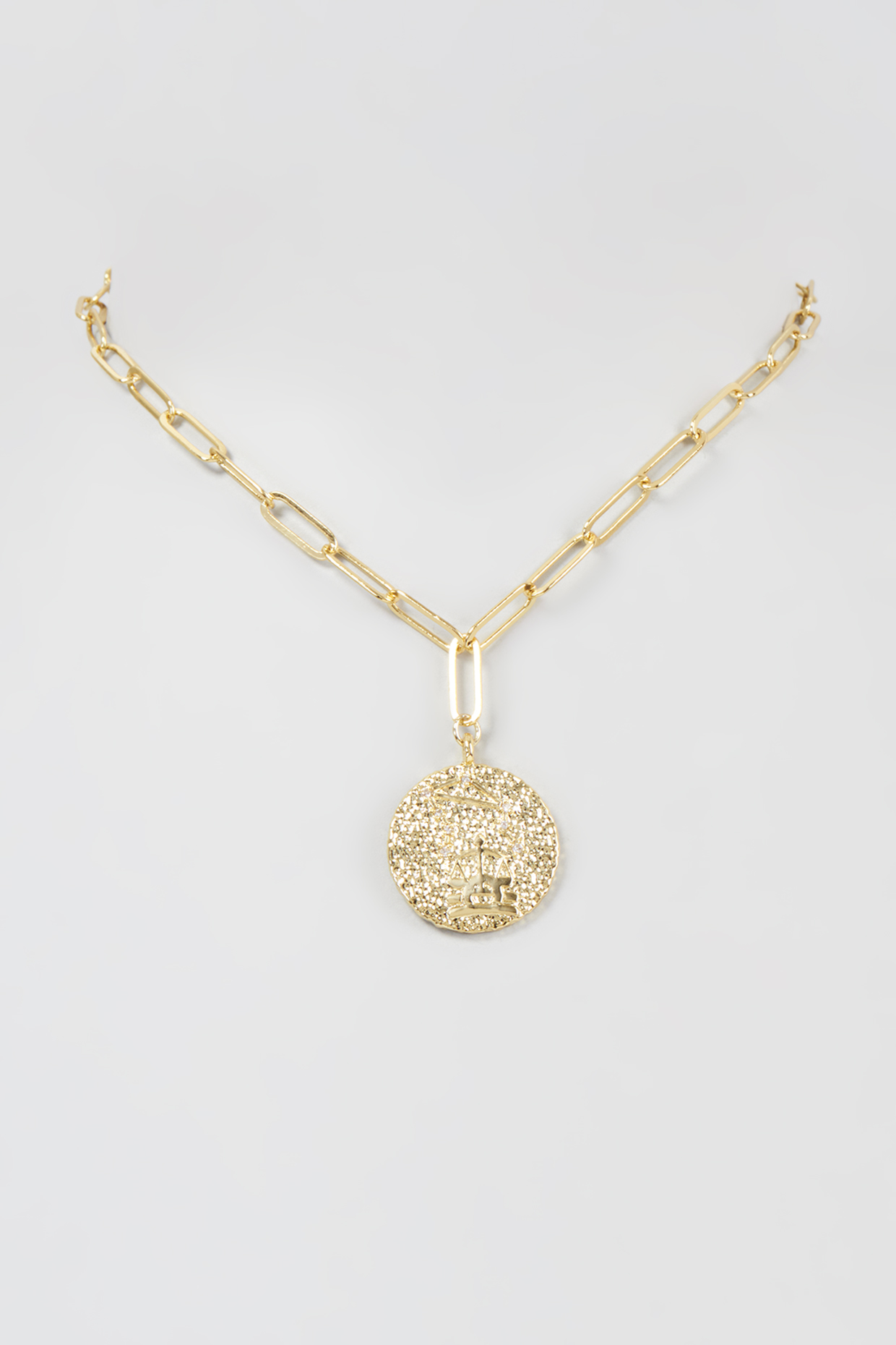 Gold Finish Link Libra Necklace by MNSH at Pernia's Pop Up Shop