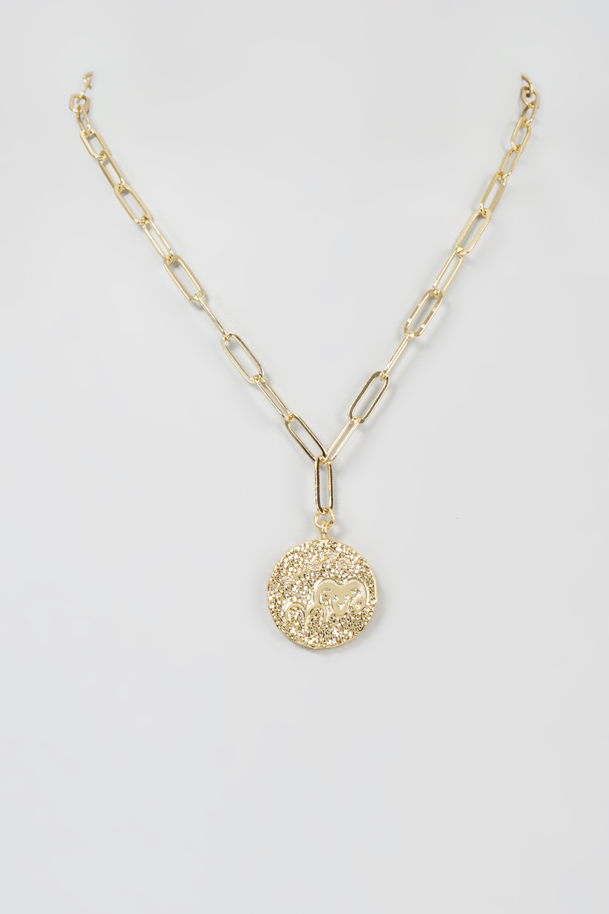 Gold Finish Link Aries Necklace by MNSH at Pernia's Pop Up Shop
