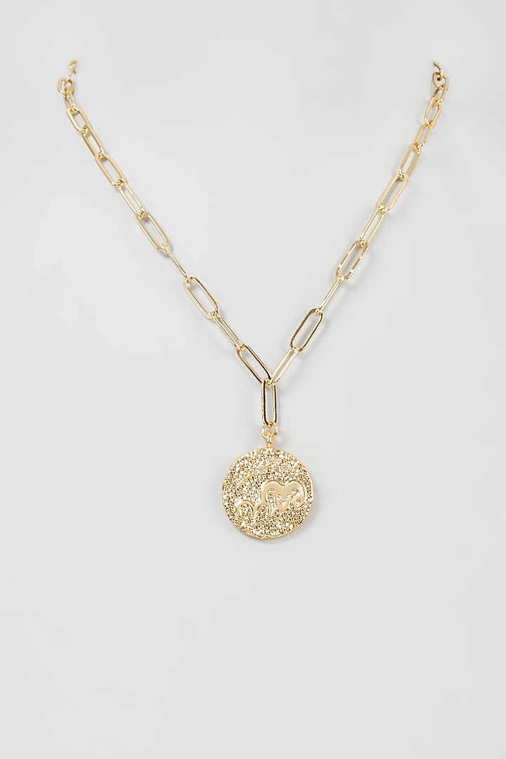 Gold Finish Link Aries Necklace by MNSH at Pernia's Pop Up Shop