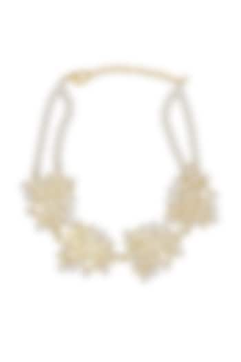 Gold Finish Mirror & Shell Pearl Choker Necklace by MNSH