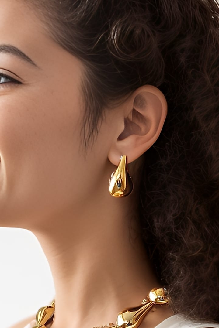 Gold Finish Mini Stud Earrings by MNSH