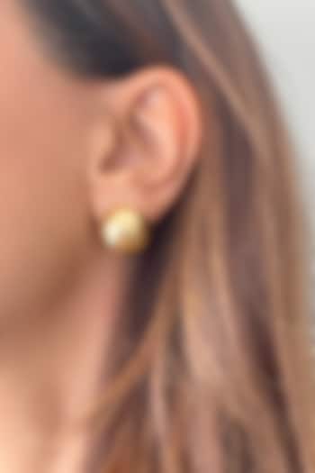 Gold Finish Round Stud Earrings by MNSH