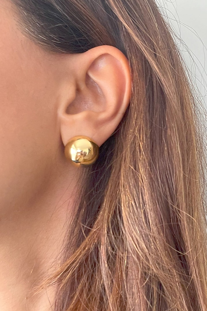 Gold Finish Round Stud Earrings by MNSH