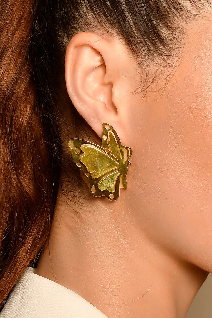 Gold Finish Butterfly Hoop Earrings by MNSH