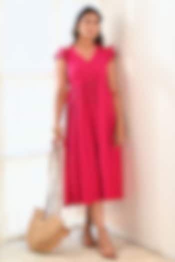 Fuchsia Cotton Midi Summer Dress by MoonTara at Pernia's Pop Up Shop