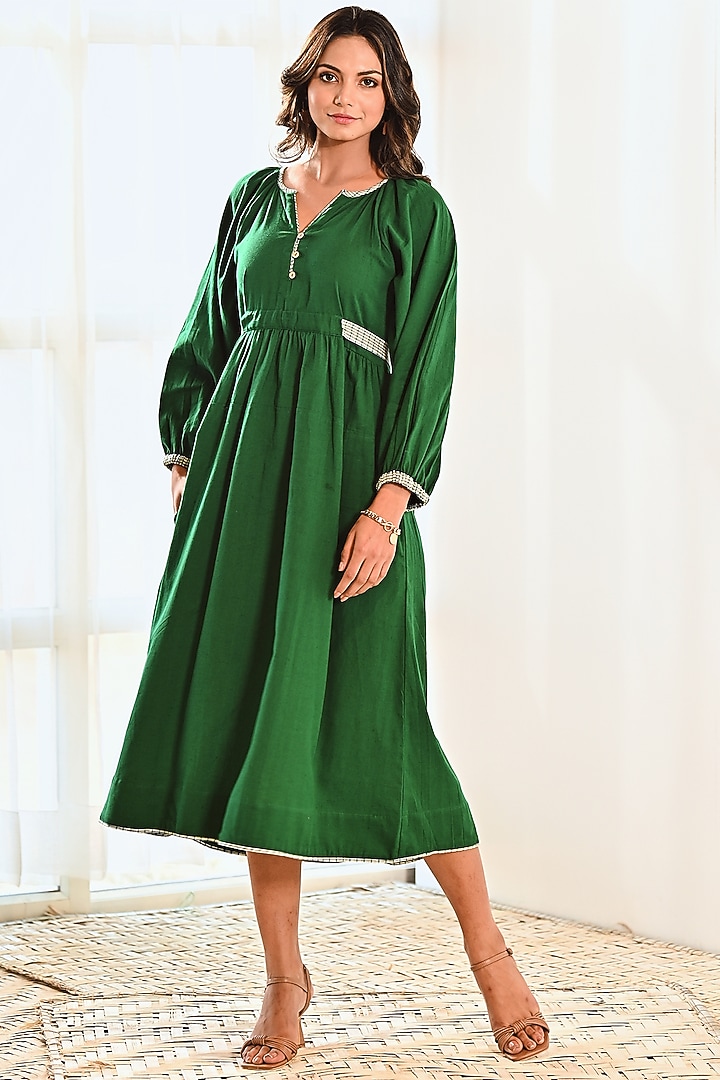 white christmas dresses River Goddess 100% Cotton Maxi Dress Neera Emerald – natureswear